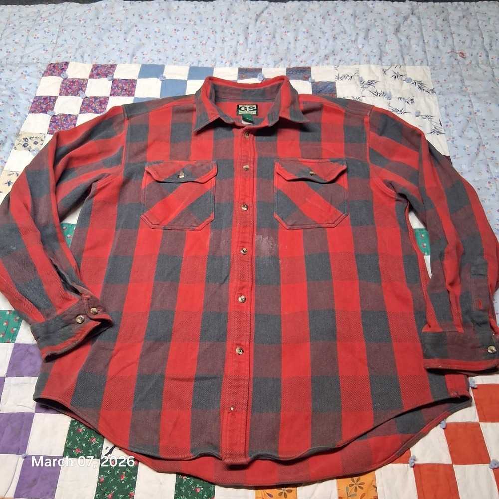 Vintage Guide Series Heavyweight Flannel Shirt Size XL Red Bufalo Plaid
